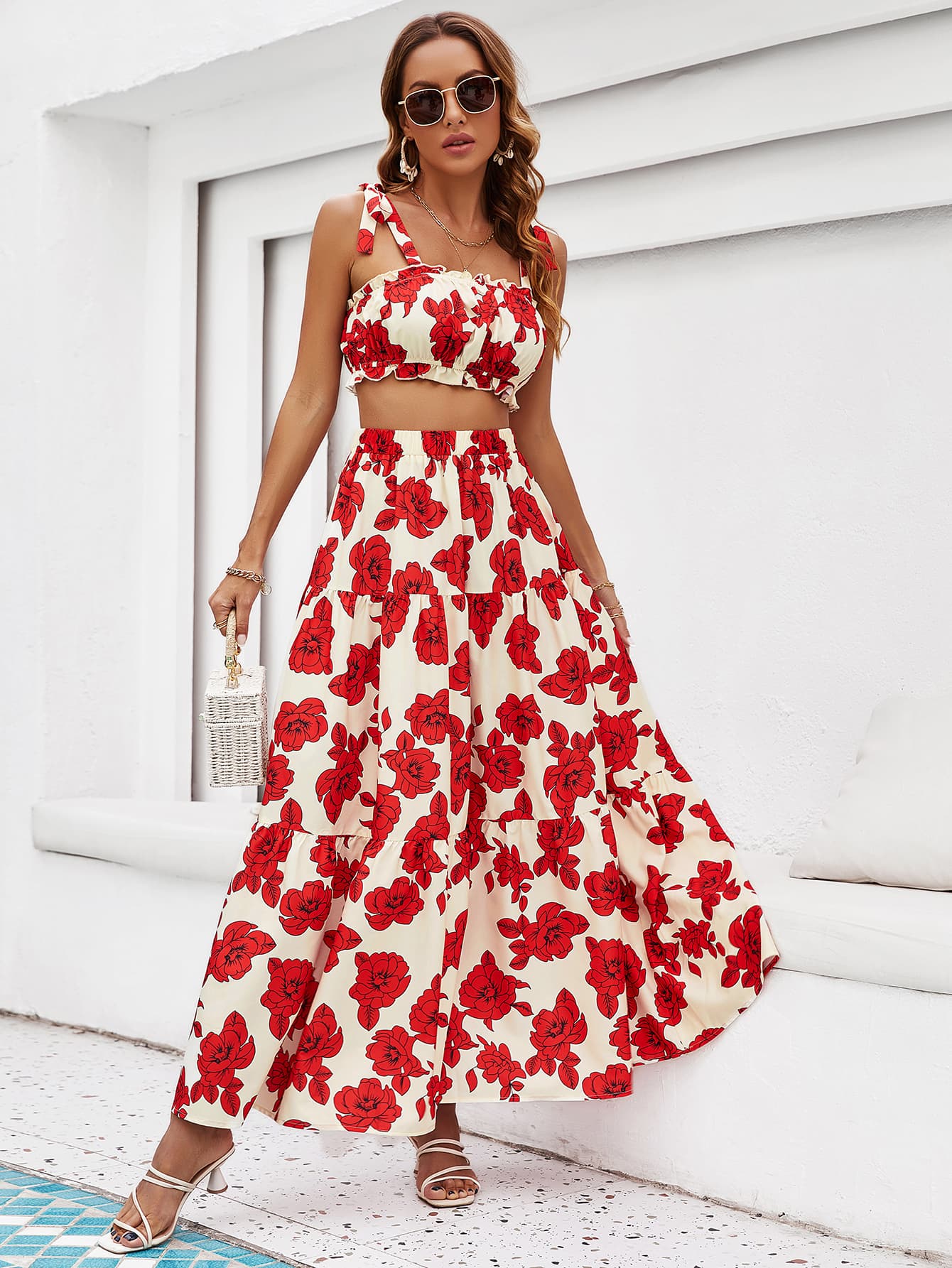 Maxi rok bloemen sale