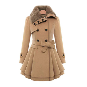 Sofia – Elegante Dames Trenchcoat met Zachte Vegan Bontaccenten