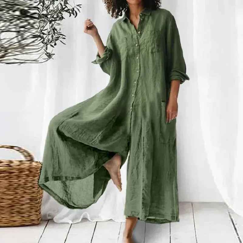 Amelia – Relaxed-Fit Linnen Maxi Jurk voor Dames