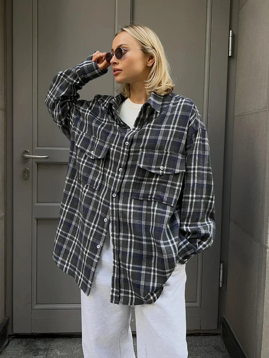 BiancaVolpe Casual Oversized Ruiten Overhemden