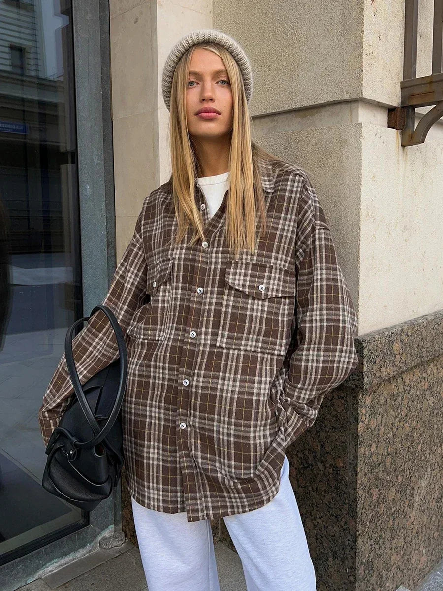 BiancaVolpe Casual Oversized Ruiten Overhemden