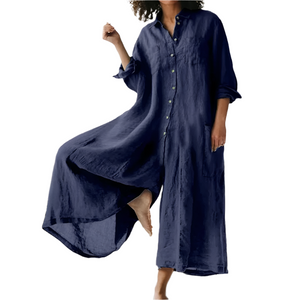 Amelia – Relaxed-Fit Linnen Maxi Jurk voor Dames