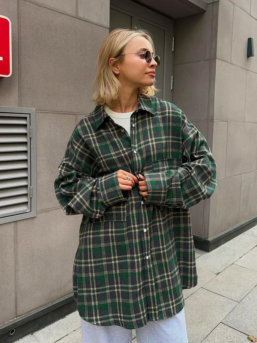 BiancaVolpe Casual Oversized Ruiten Overhemden