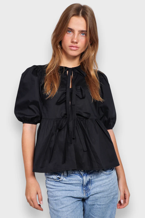 Amélie – Puff-Sleeve Dames Blouse met Strikdetail