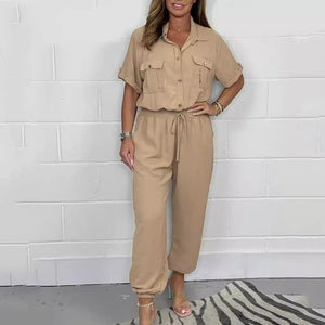 IsabellaBellini Utility-jumpsuit Met Korte Mouwen